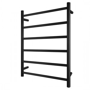 Aqua Matte Black Round 6 Bars Heated Towel Rail